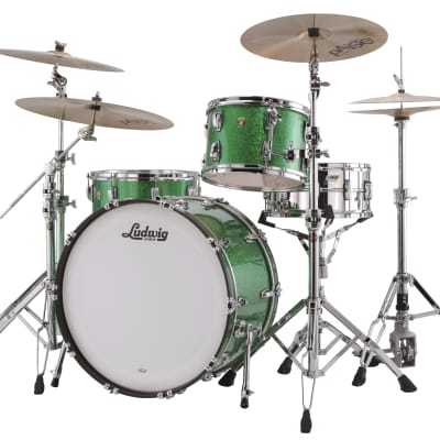 Ludwig Classic Maple Green Sparkle Fab 14x22_9x13_16x16 Drum Set Shell Pack | Authorized Dealer image 2