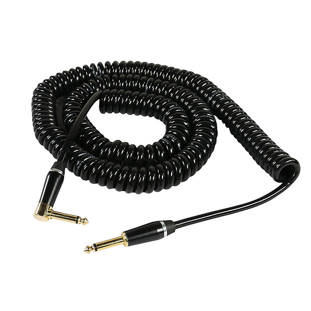 OSP SFI-25QR-COILED Elite Core SuperFlex GOLD 1/4" TS Right-Angle Guitar Cable - 25' image 1