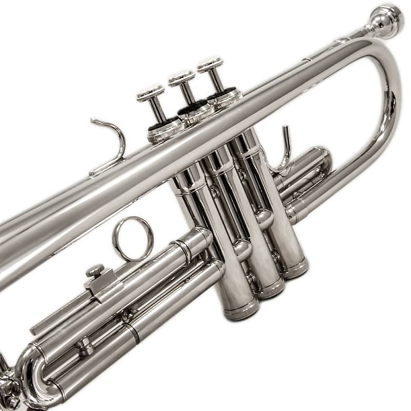 Sky Band Approved Nickel Plated Bb Trumpet with Case, Cloth, Gloves and  Valve Oil