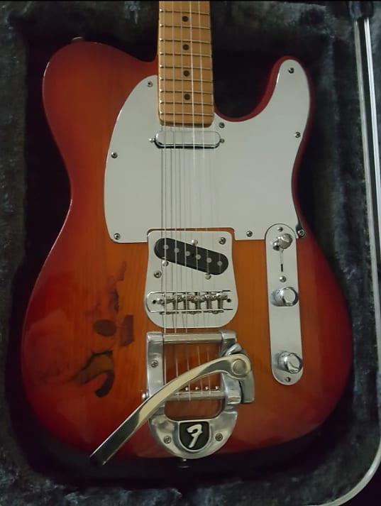Fender Telecaster Bigsby Custom Electric Guitar Cherry Stain Roadrunner HSC NOCASTER Tele image 1