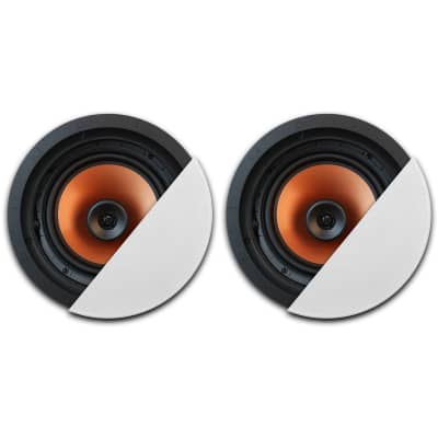 Klipsch CDT-3800-CII 8-inch 2-Way Design in-Ceiling Speakers | Room-Filling Sound for Both Music and Movies | Swiveling 1" Dome Tweeter, Pivoting 8” Woofer| (White Paintable Grilles) Two Speaker Pack image 1