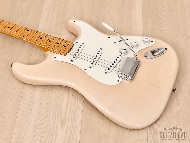 1955 Fender Stratocaster Vintage Electric Guitar Blonde, One-Piece Ash Body