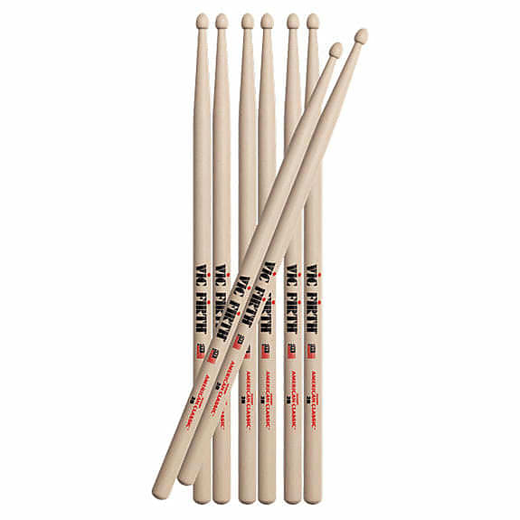 Vic Firth 2B American Classic 4 For 3 Drumstick Pack - Wood Tip image 1