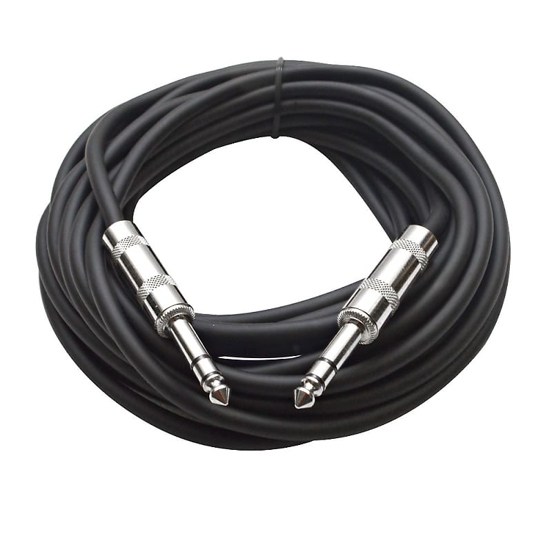 SEISMIC AUDIO - Black 1/4" TRS 25' Patch Cable - Balanced - Effects, EQ, Mixer image 1