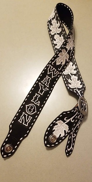 Waylon Jennings TOOLED LEATHER GUITAR STRAP Leather