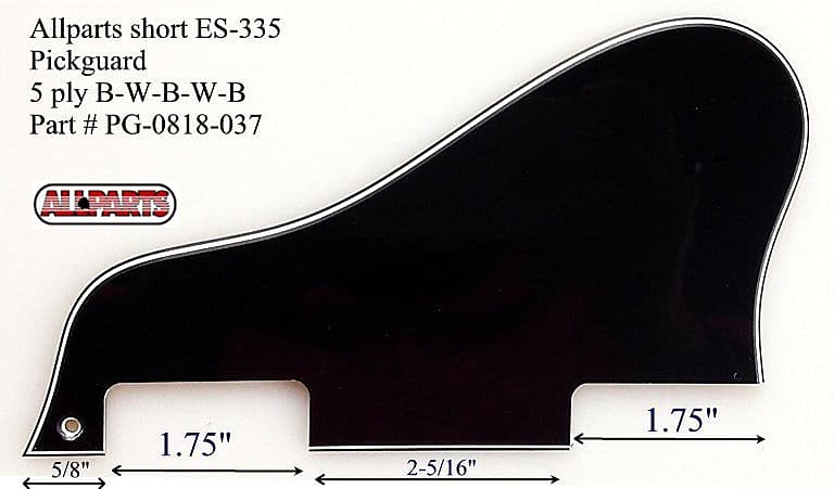 Pickguard For Gibson ES-335 SHORT -5-PLY BLACK image 1