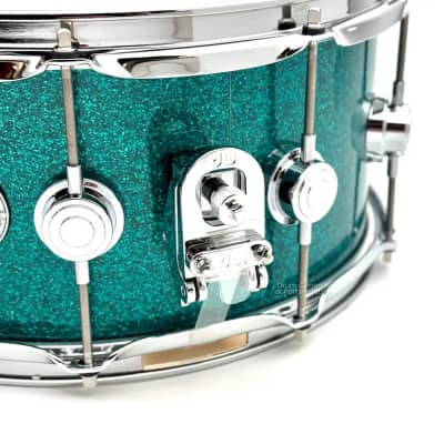 DW Collectors VLT 333 Maple Snare Drum 14x6.5 Teal Glass image 2