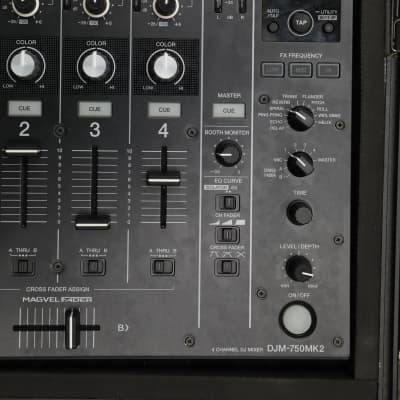 Pioneer DJM-750MK2 4-Channel Professional DJ Mixer with Gorilla Flight Case (Stealth Edition Black) image 7