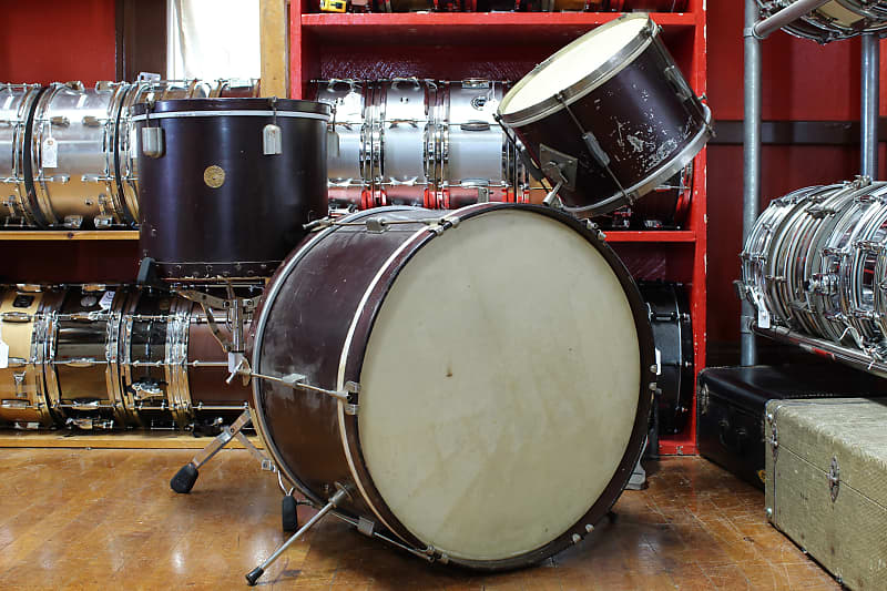 1940s50s Gretsch/Kent Drum set in Burgundy Lacquer 14"x22" Reverb