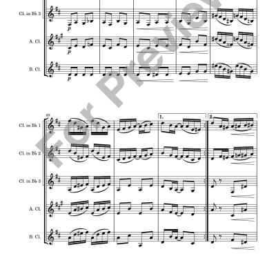 Clarinet Quartet Sheet Music - Paragon Rag (Scott Joplin). Arranged for clarinet quartet. Full Score and Parts. image 7
