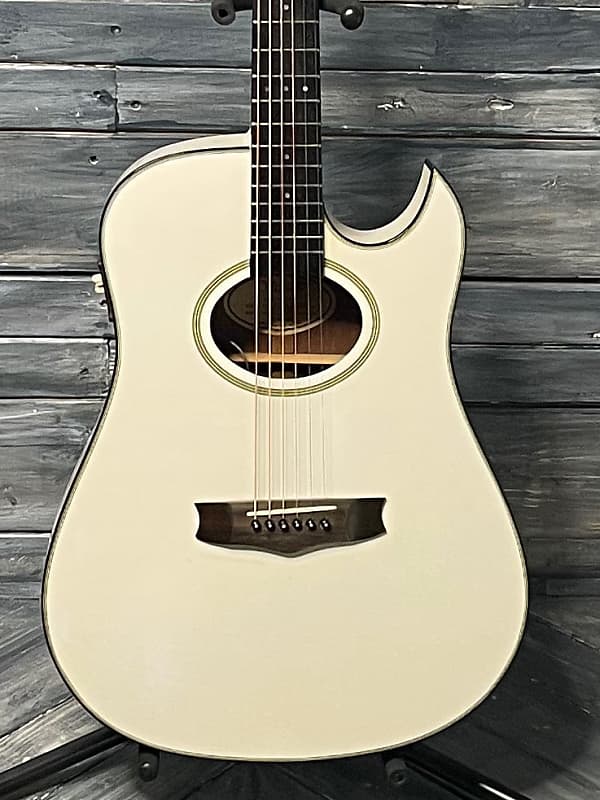 Used Vantage VS 40CE Thin Body Acoustic Electric Guitar with Gig Bag -  White