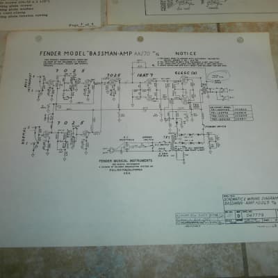 Vintage Early 1970's Fender Bassman Replacement Parts List and Schematic! Original Case Candy! image 3