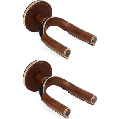 Levy's FGHNGR Smoke Forged Guitar Hanger (2 Pack) - Brown Leather for sale