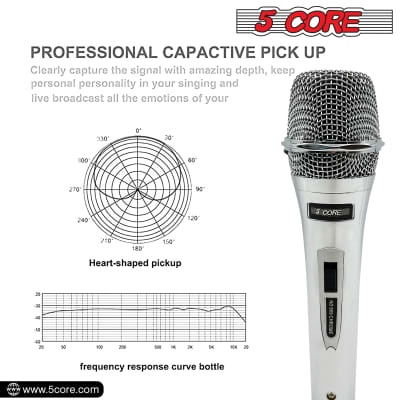 5 Core Microphone Professional Dynamic Vocal Handheld Karaoke Mic with ON  OFF Switch Micrófono for Singing Includes Cable Mic Holder Carry Bag  ND-5800X