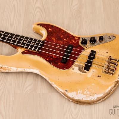 1964 Fender Jazz Bass Pre-CBS Vintage Bass Olympic White w/ Gold Hardware, Case image 9