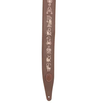 Levy's MG317ZE-BRN Garment Leather Guitar Strap - Zodiac/Brown image 2