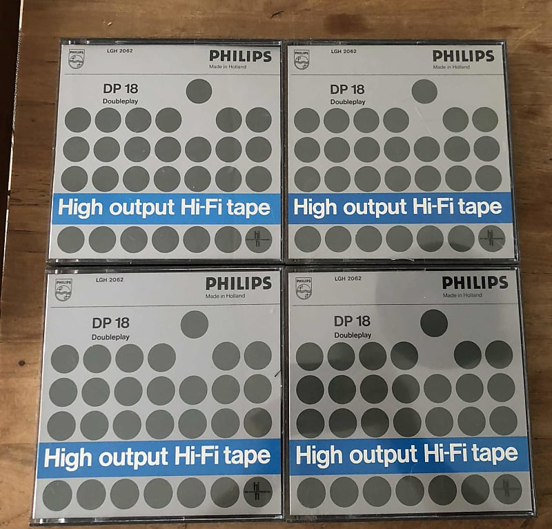 Lot of 4 Reel to reel Tapes Philips alu look LP18 7&quot;(18 cm) 549m, prerecorded  			
