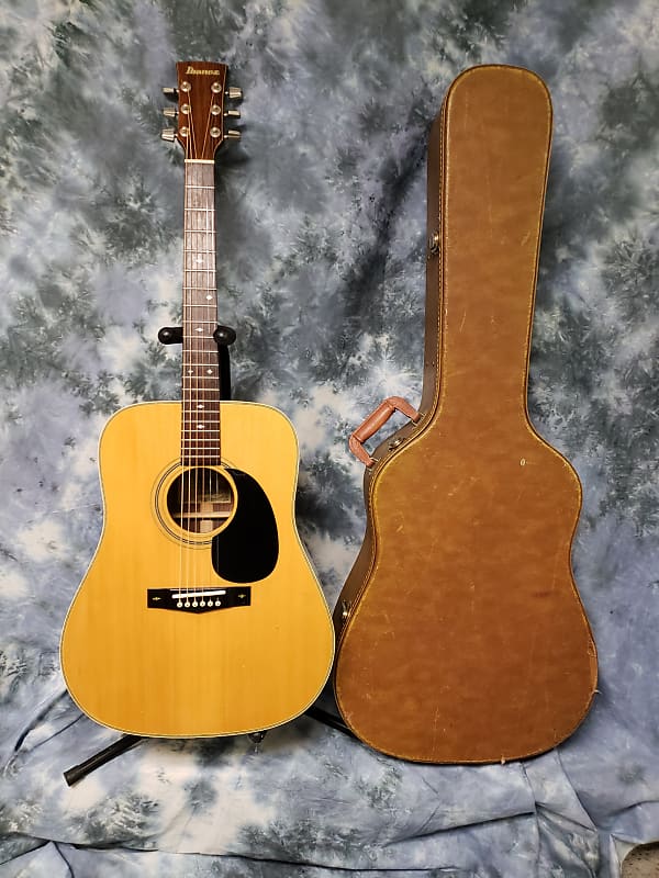 1981 Ibanez AW50 Artwood Spuce Rosewood Dreadnought Pro Setup | Reverb