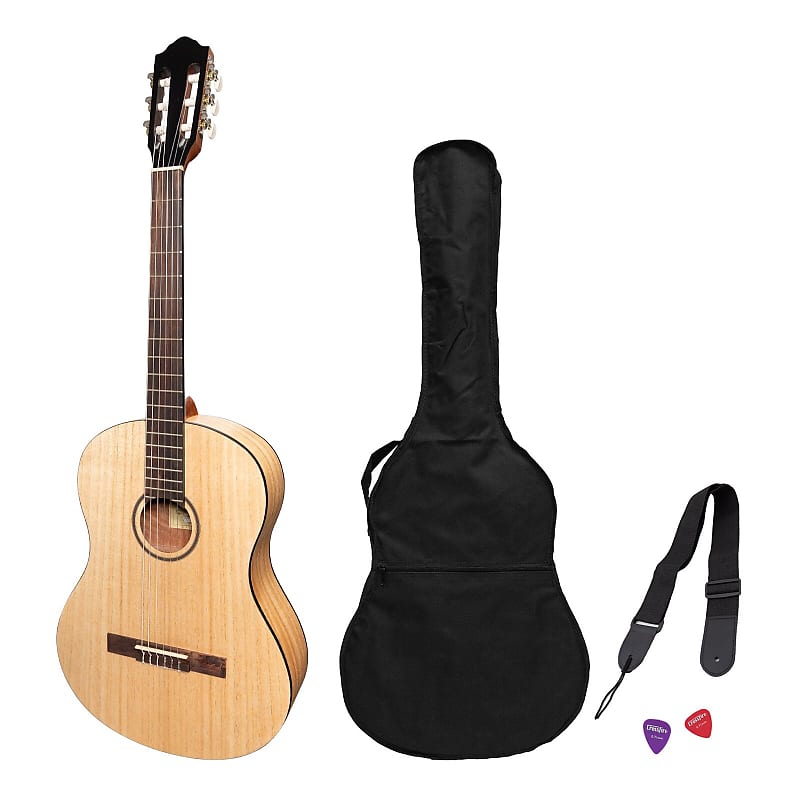Martinez 'Slim Jim' Full Size Student Classical Guitar Pack with Built In Tuner (Mindi-Wood) image 1