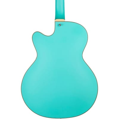 D'Angelico Deluxe Series 175 With TV Jones Humbuckers Limited-Edition Hollowbody Electric Guitar Matte Surf Green image 2