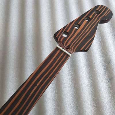 Fretless 4 String Jazz Bass Style Zebra Wood Neck