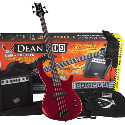Dean Edge 09 Bass Guitar Pack w/Amp E09 Metallic Red, New, Free Shipping for sale