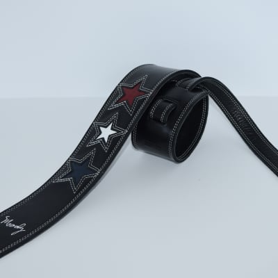 Moody Leather 2.5 Black/Black Leather with Three Star's-Red/White