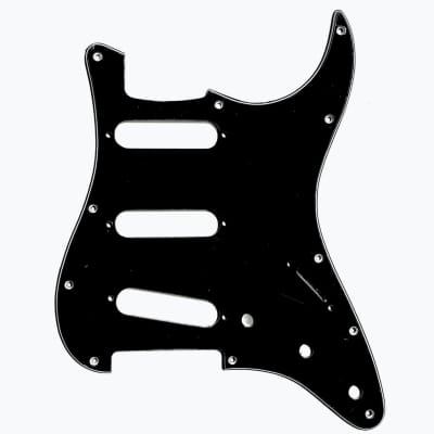 Allparts PG-0552 11-hole Pickguard for Stratocaster®, Black 3-ply (B/W/B) .090 for sale