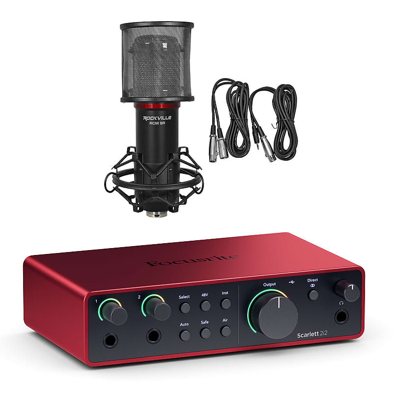 Focusrite Scarlett 2i2 4th Gen Studio Recording USB Audio Interface+Microphone image 1