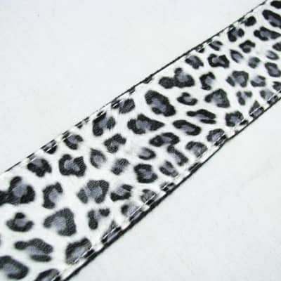 ALEXIS Snow Leopard print GUITAR strap NEW nylon White and Black fur pattern image 3