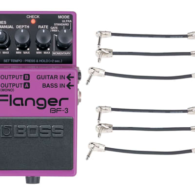 Boss BF-3 Stereo Flanger + 2x Gator Patch Cable 3 Pack for sale