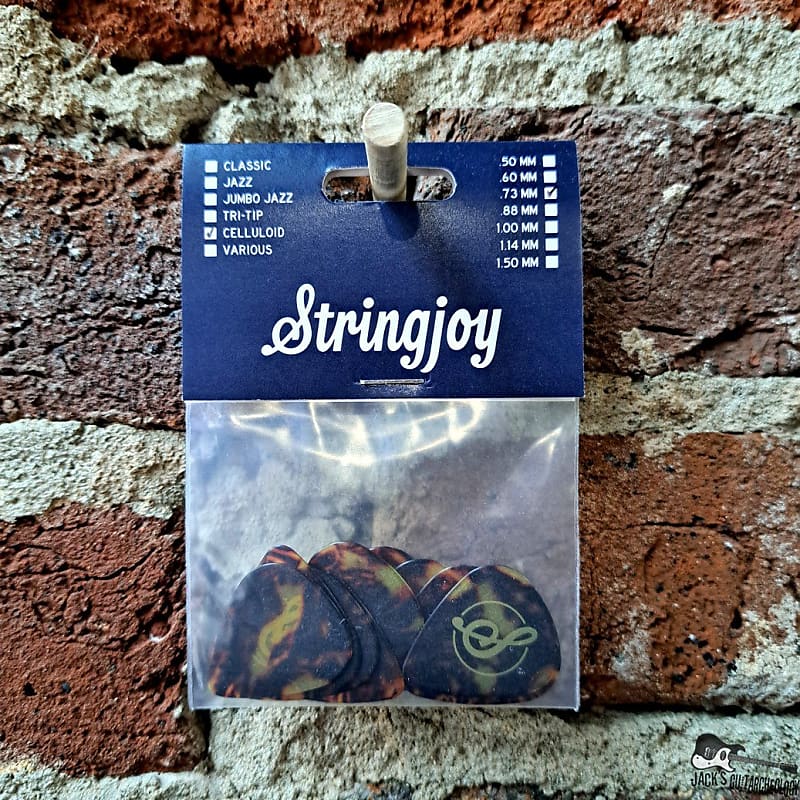Stringjoy Picks Medium Tortoise Celluloid .73mm Guitar Reverb