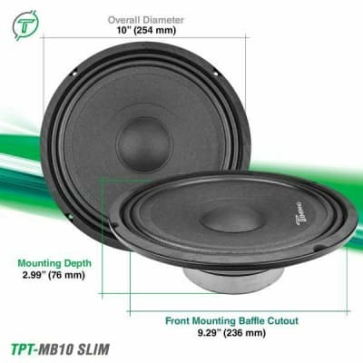 Timpano TPT-MB10 SLIM 10" Slim Basket Midbass Car Audio Speaker, 400 Watts 4-Ohm image 5