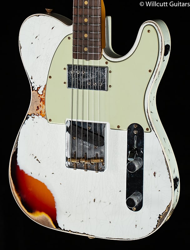 Fender Custom Shop LTD CuNiFe Telecaster Custom Heavy Relic Aged Olympic White Over 3-Tone Sunburst - CZ549986-7.64 lbs image 1