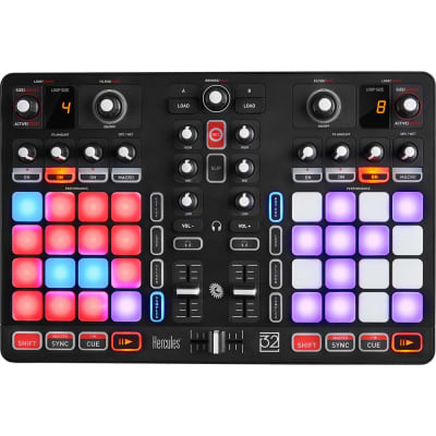 Hercules P32 DJ Controller with High Performance Pads + PreSonus Eris E3.5 3.5" 2-Way 25W Nearfield Monitors (Pair)  and RCA Cable image 2