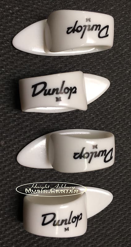 Dunlop 9012-4 Left Handed Thumb Picks White Plastic, Pack of 4 Medium Picks image 1