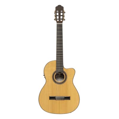 ANGEL LOPEZ Mazuelo serie electric classical guitar with solid spruce top with cutaway image 7