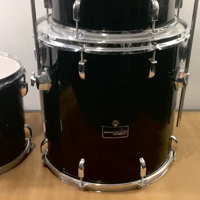 3 Vintage 1990s Groove Percussion Black Power Toms 12/13/16 Acoustic Drums 16x16 Floor Tom + Legs image 7