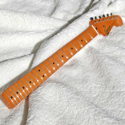 FMIC Stratocaster Neck w Tuners 2021 - Aged Tint / Gloss Clear Over Maple image 4