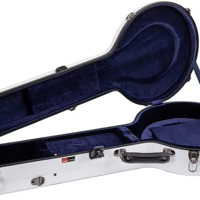 Crossrock Fiberglass Hard Case for Mastertone Banjo, Lightweight Flight Case, White for sale