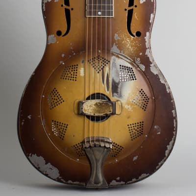 National  Triolian Resophonic Guitar (1931), ser. #1691W, black hard shell case. image 3