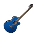 Oscar Schmidt OG10CEFTBL Flame Trans Blue Concert Size Thin Body Guitar