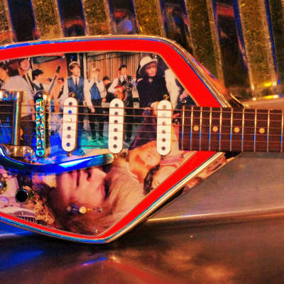 Phantom Phantom Brian Jones Memorabilia Guitar.  Art.  VOX style. ONLY ONE. Collectible.  2005 Collage image 3