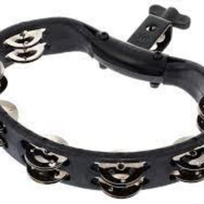 Meinl Mounted Guiro Tambourine, Stainless Steel Jingles, Black image 2