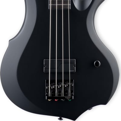 ESP LTD F-4 Black Metal 4-String Active Bass Guitar, Black