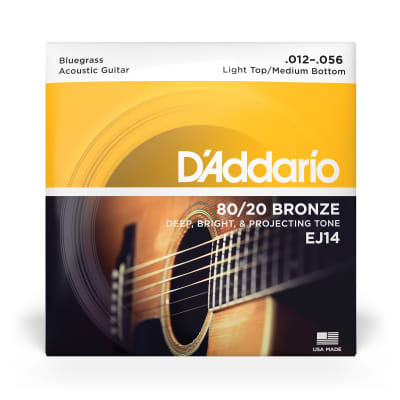 D'Addario EJ14 80/20 Bronze Bluegrass Acoustic Guitar Strings (12-56) image 9