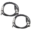2 Pack of 1/4 Inch to XLR Female Patch Cables 3 Foot Extension Cords Jumper - Black and Black