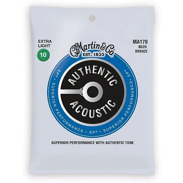 Martin Strings MA170 80/20 Bronze Authentic Acoustic Guitar Strings Extra Light 10-47 image 1