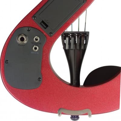 Stagg EVN 4/4 S-Shaped Electric Violin - Metallic Red w/ Case, Rosin, Bow, Headp image 3