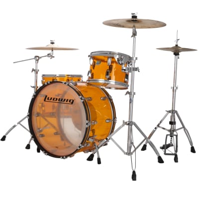 Ludwig *Pre-Order* Vistalite Amber Downbeat Acrylic Kit 14x20/8x12/14x14 Drums Set Shell Pack | Made in the USA | Authorized Dealer image 2